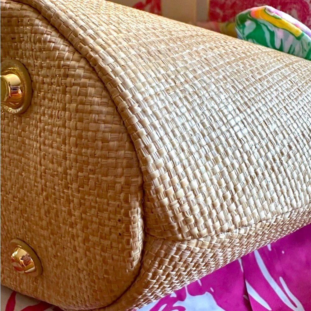 NWT LILLY PULITZER MALIA MINI STRAW BAG BRIGHT DELIGHT PATCH MULTI BEAUTIFUL! - Picture 12 of 15